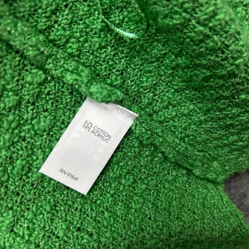 J. Jill Long Sleeve Boucle Cardigan Sweater Women's Size Small Green